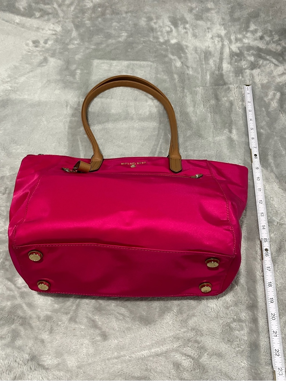 Michael Kors Kelsey Medium Nylon Tote Hot Pink Shoulder Bag EUC - Picture 4 of 12